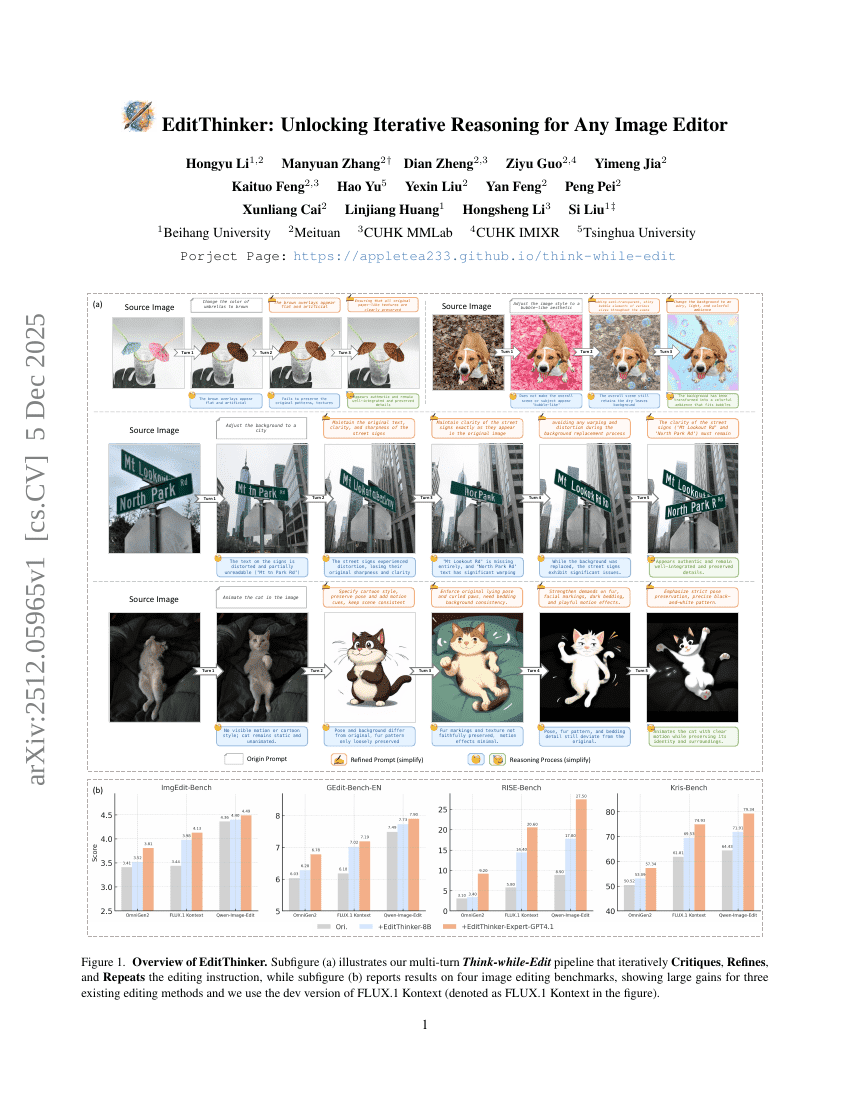 EditThinker: Iteratives Denken für beliebige Bildbearbeitungsanwendungen freischalten