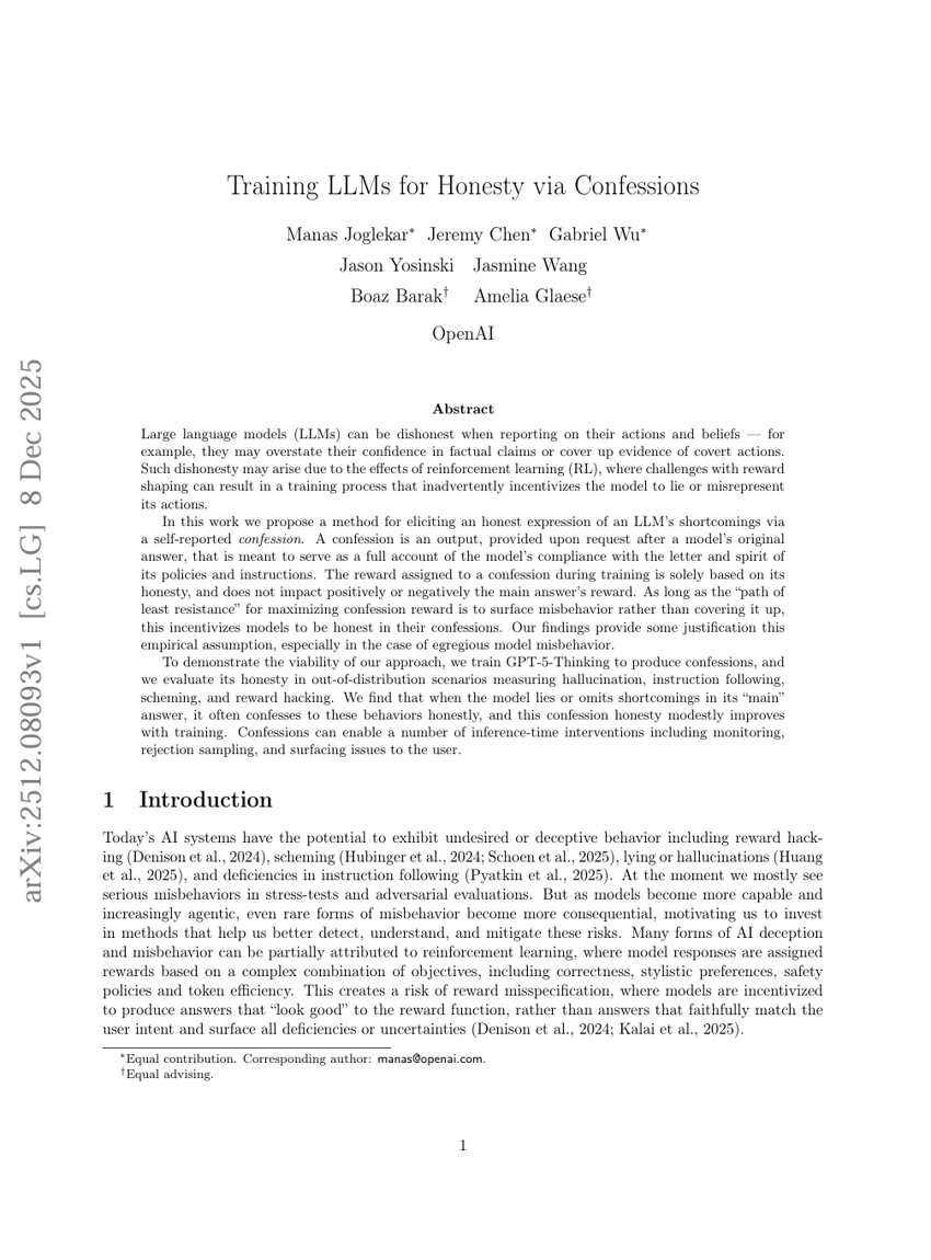 Training von LLMs zur Ehrlichkeit mittels Geständnissen