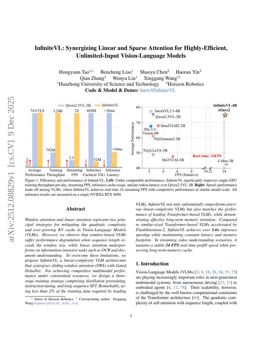 InfiniteVL: Synergie aus linearer und sparser Aufmerksamkeit für hoch-effiziente, unbegrenzte Eingabevision-sprachliche Modelle
