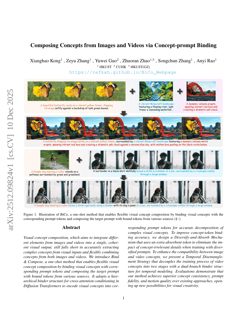 Konzeptzusammensetzung aus Bildern und Videos mittels Konzept-Prompt-Bindung