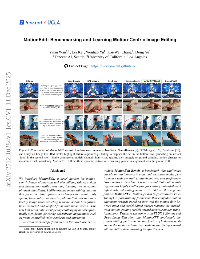 MotionEdit: Benchmarking and Learning Motion-Centric Image Editing