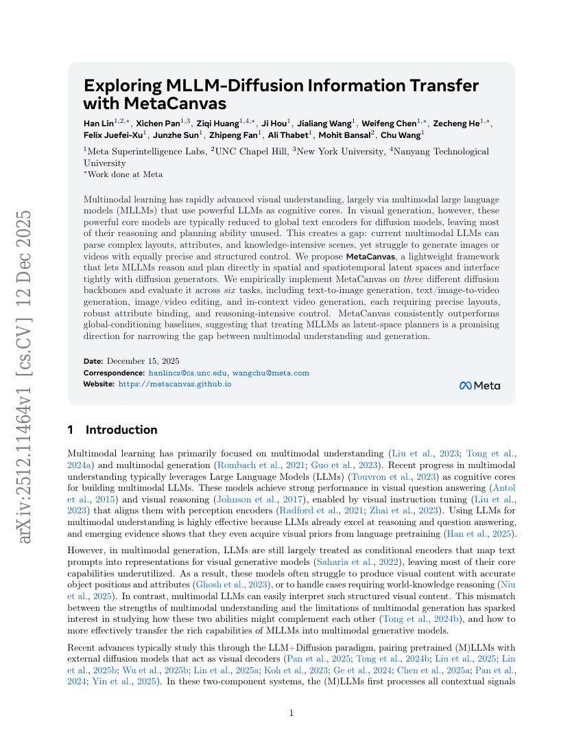Exploring MLLM-Diffusion Information Transfer with MetaCanvas