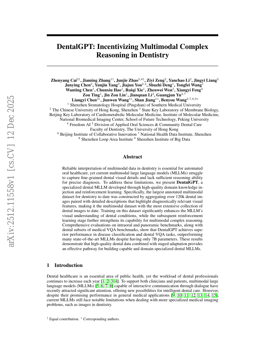 DentalGPT: Incentivizing Multimodal Complex Reasoning in Dentistry