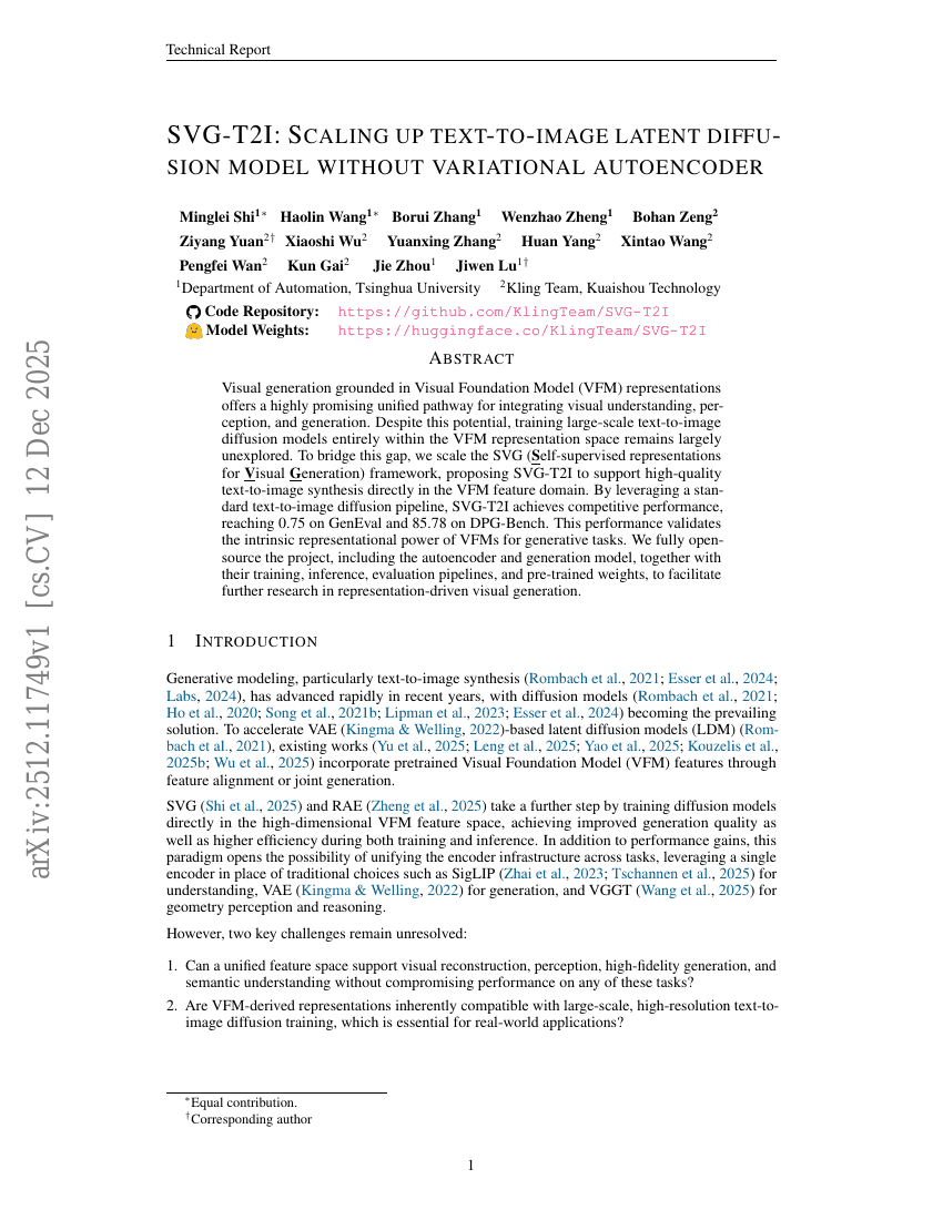 SVG-T2I: Scaling Up Text-to-Image Latent Diffusion Model Without Variational Autoencoder