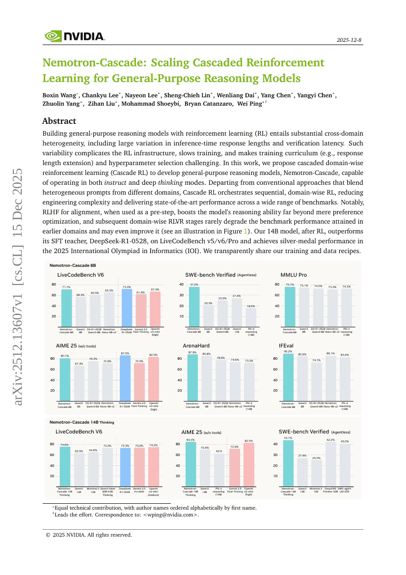 Nemotron-Cascade: Scaling Cascaded Reinforcement Learning for General-Purpose Reasoning Models