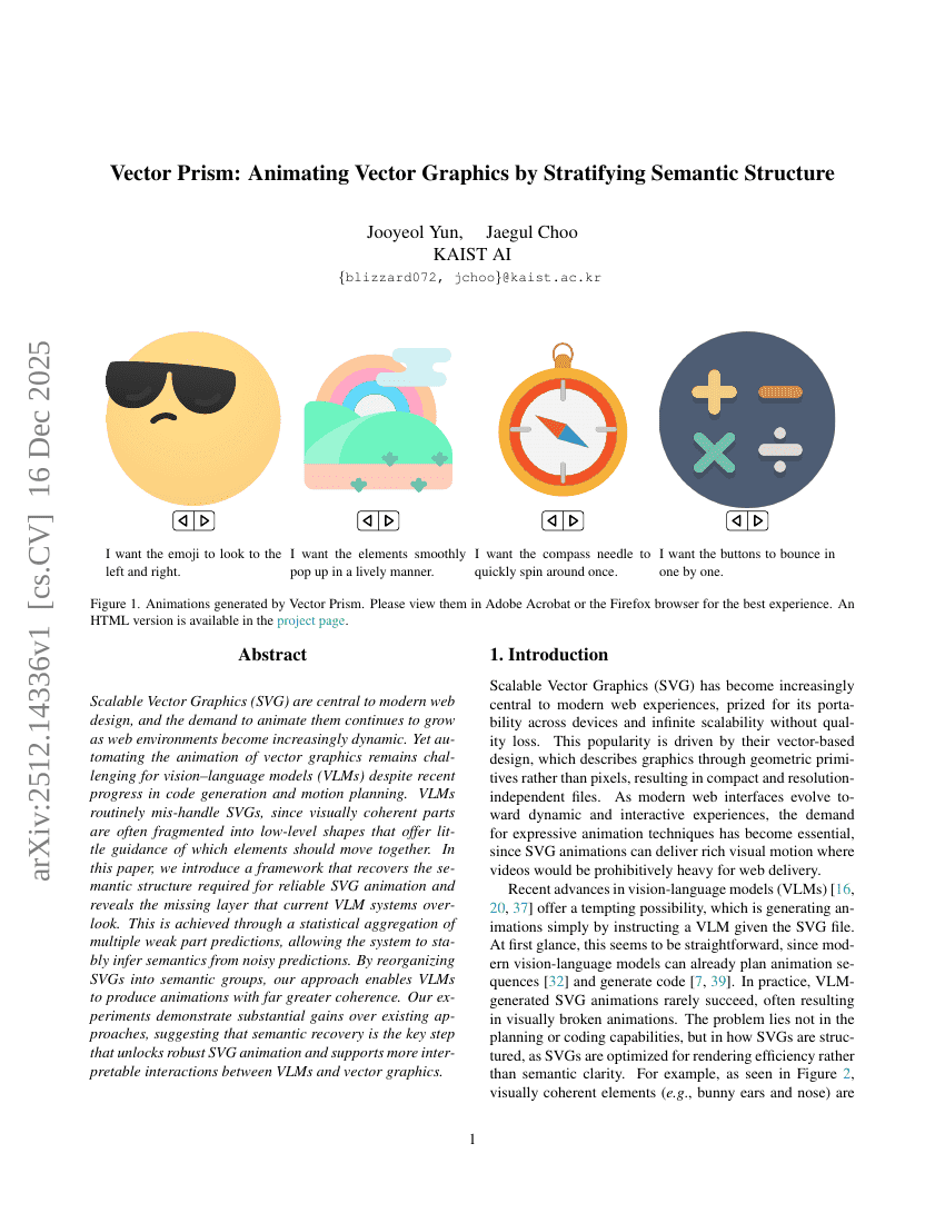 Vector Prism: Animating Vector Graphics by Stratifying Semantic Structure
