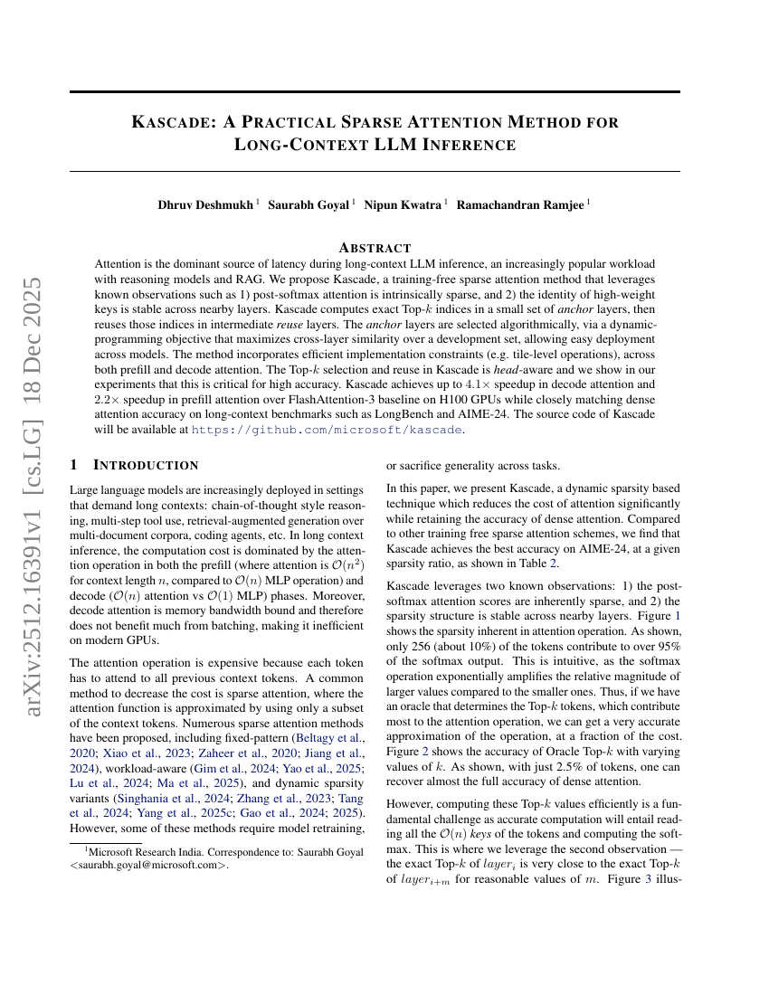 Kascade: A Practical Sparse Attention Method for Long-Context LLM Inference