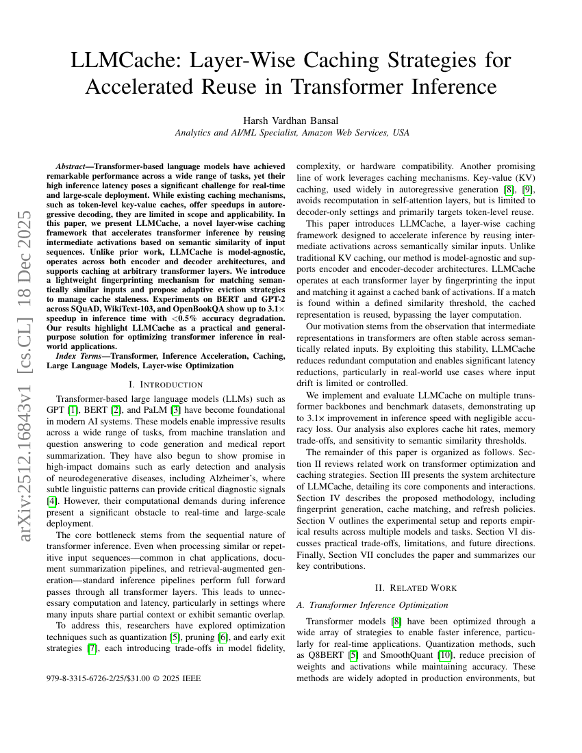 LLMCache: Layer-Wise Caching Strategies for Accelerated Reuse in Transformer Inference