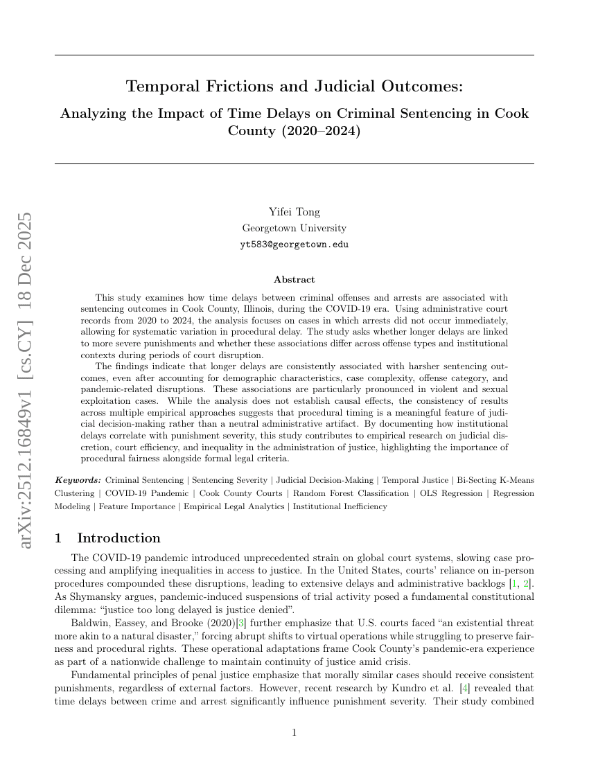 Temporal Frictions and Judicial Outcomes: Analyzing the Impact of Time Delays on Criminal Sentencing in Cook County (2020-2024)