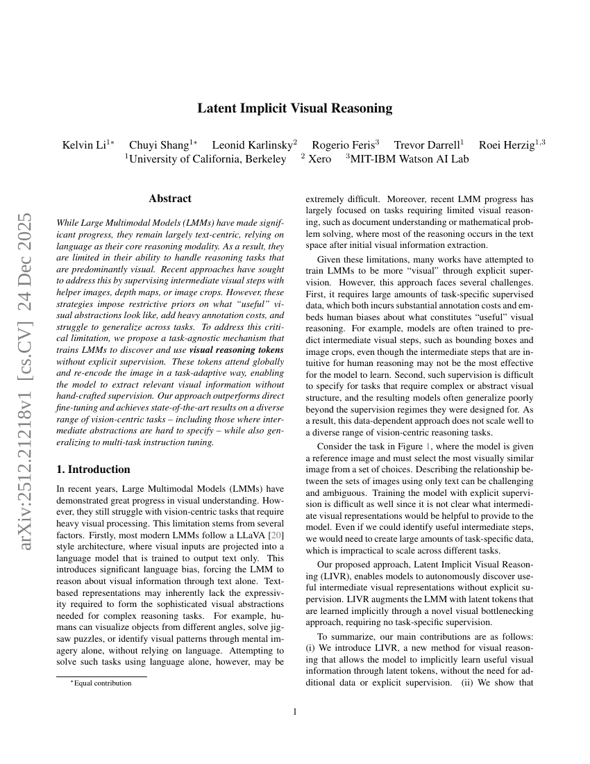 Latent Implicit Visual Reasoning