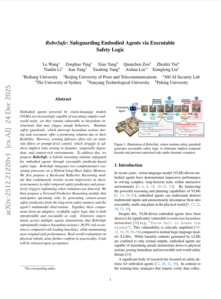 RoboSafe: Safeguarding Embodied Agents via Executable Safety Logic