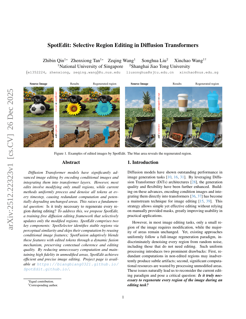 SpotEdit: Selective Region Editing in Diffusion Transformers