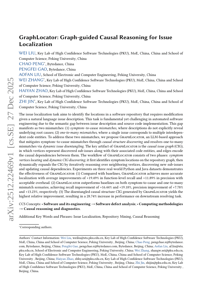 GraphLocator: Graph-guided Causal Reasoning for Issue Localization