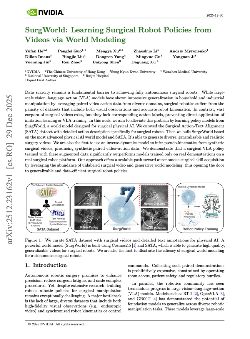 SurgWorld: Learning Surgical Robot Policies from Videos via World Modeling