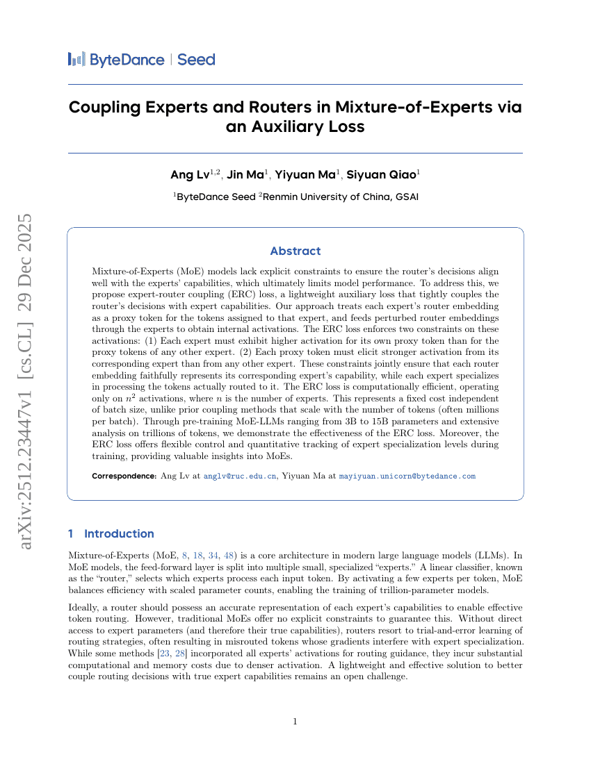 Coupling Experts and Routers in Mixture-of-Experts via an Auxiliary Loss