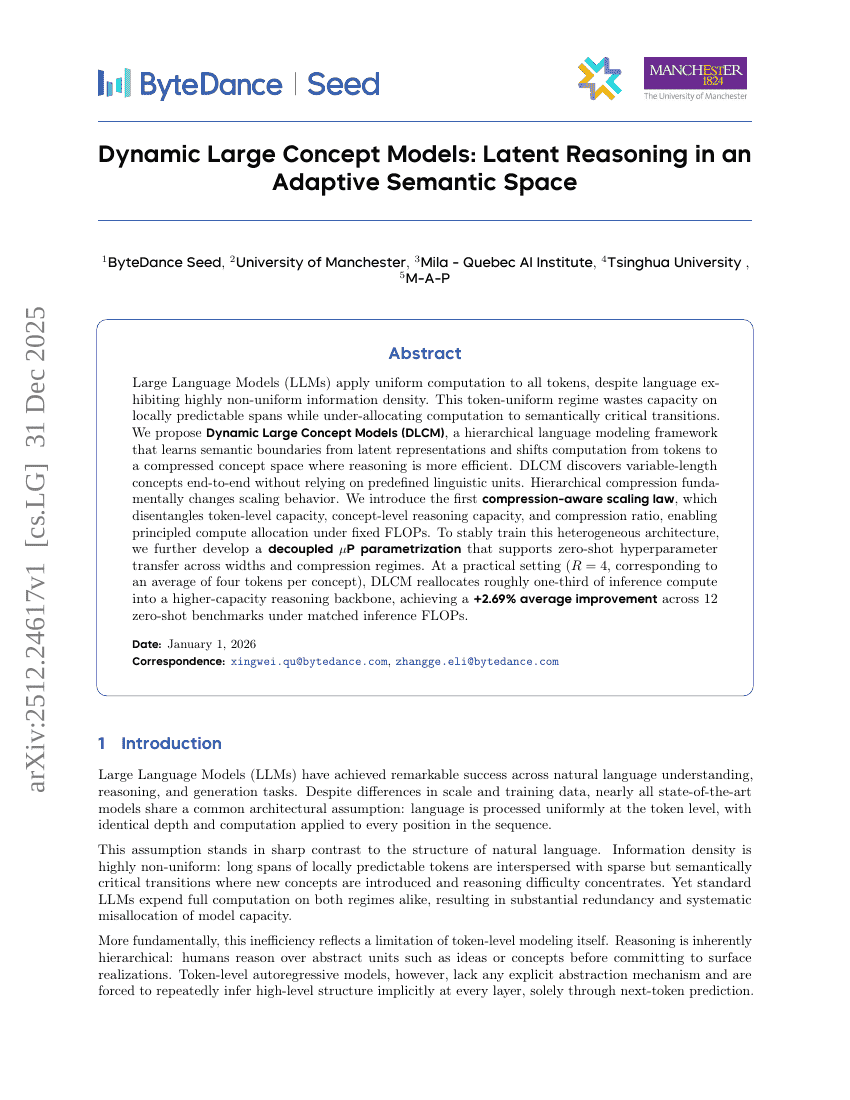 Dynamic Large Concept Models: Latent Reasoning in an Adaptive Semantic Space