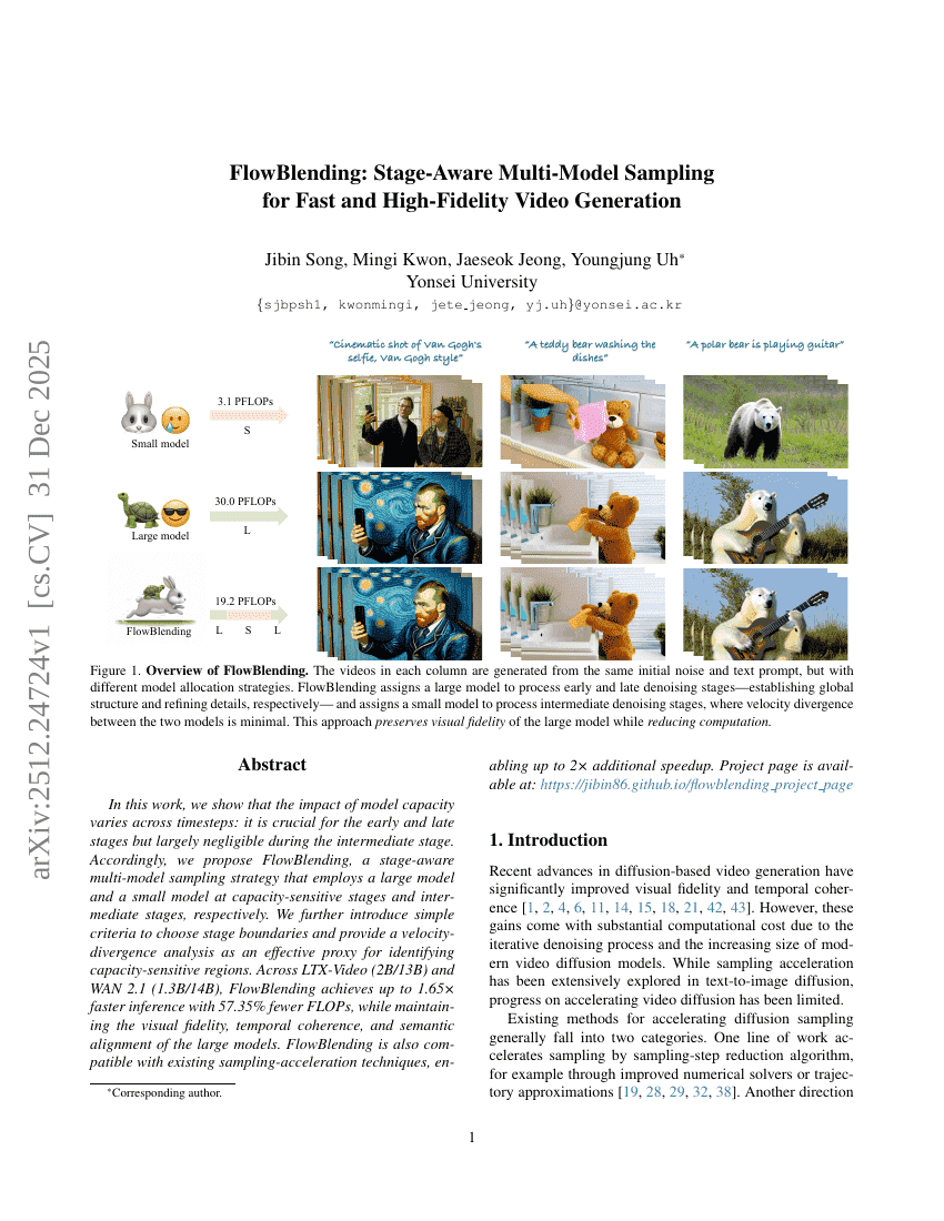 FlowBlending: Stage-Aware Multi-Model Sampling for Fast and High-Fidelity Video Generation