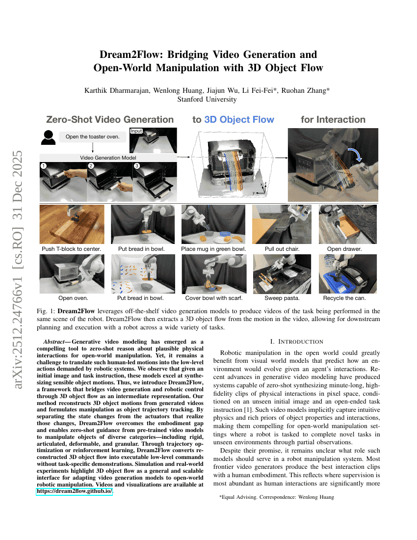 Dream2Flow: Bridging Video Generation and Open-World Manipulation with 3D Object Flow