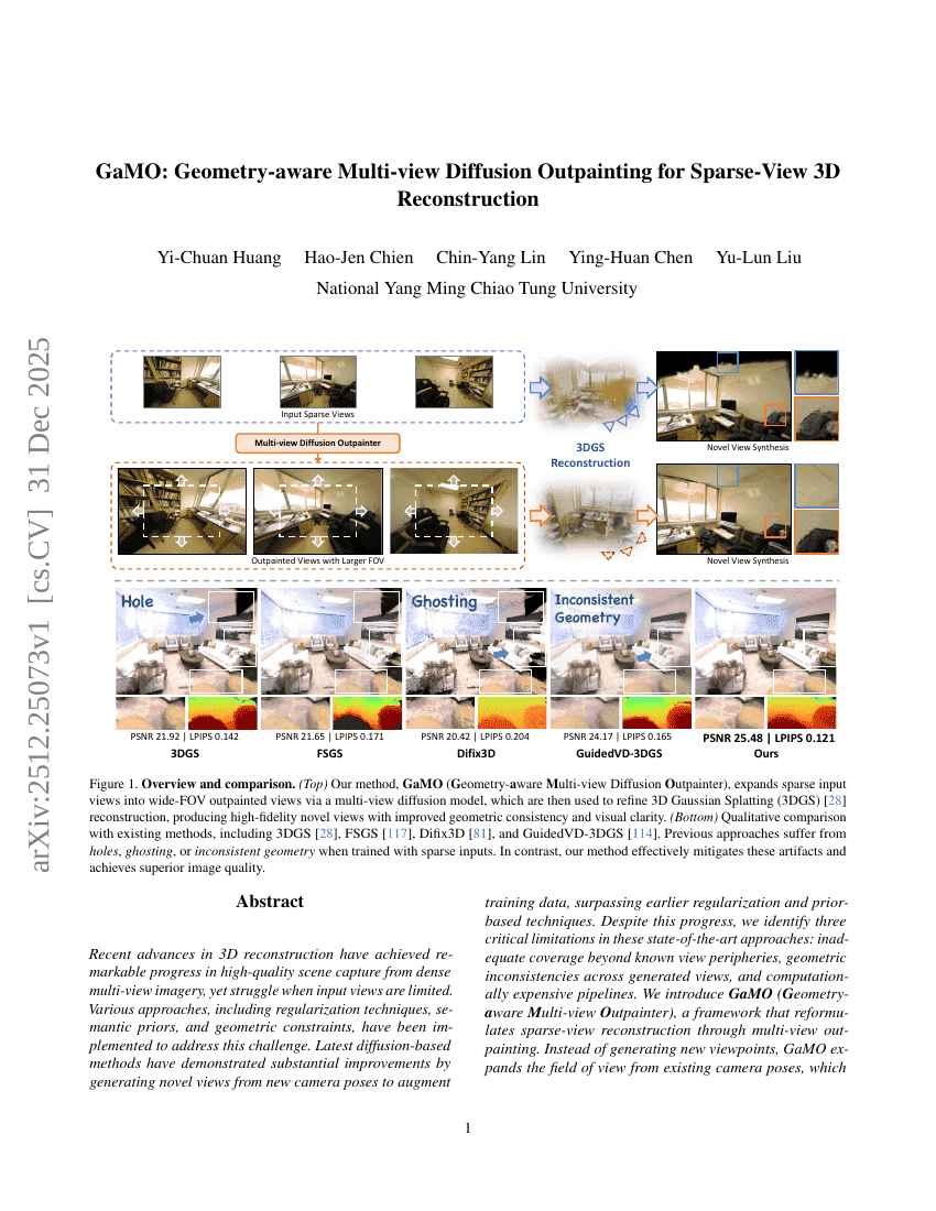 GaMO: Geometry-aware Multi-view Diffusion Outpainting for Sparse-View 3D Reconstruction