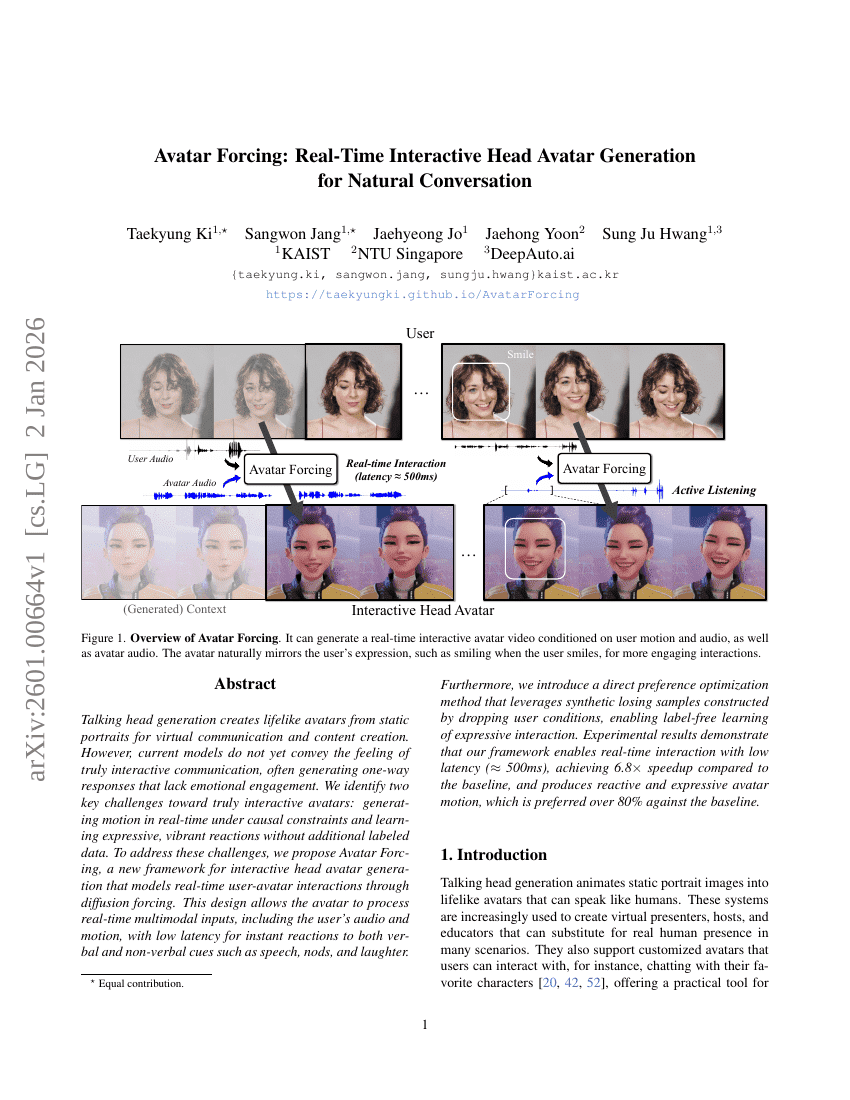 Avatar Forcing: Real-Time Interactive Head Avatar Generation for Natural Conversation