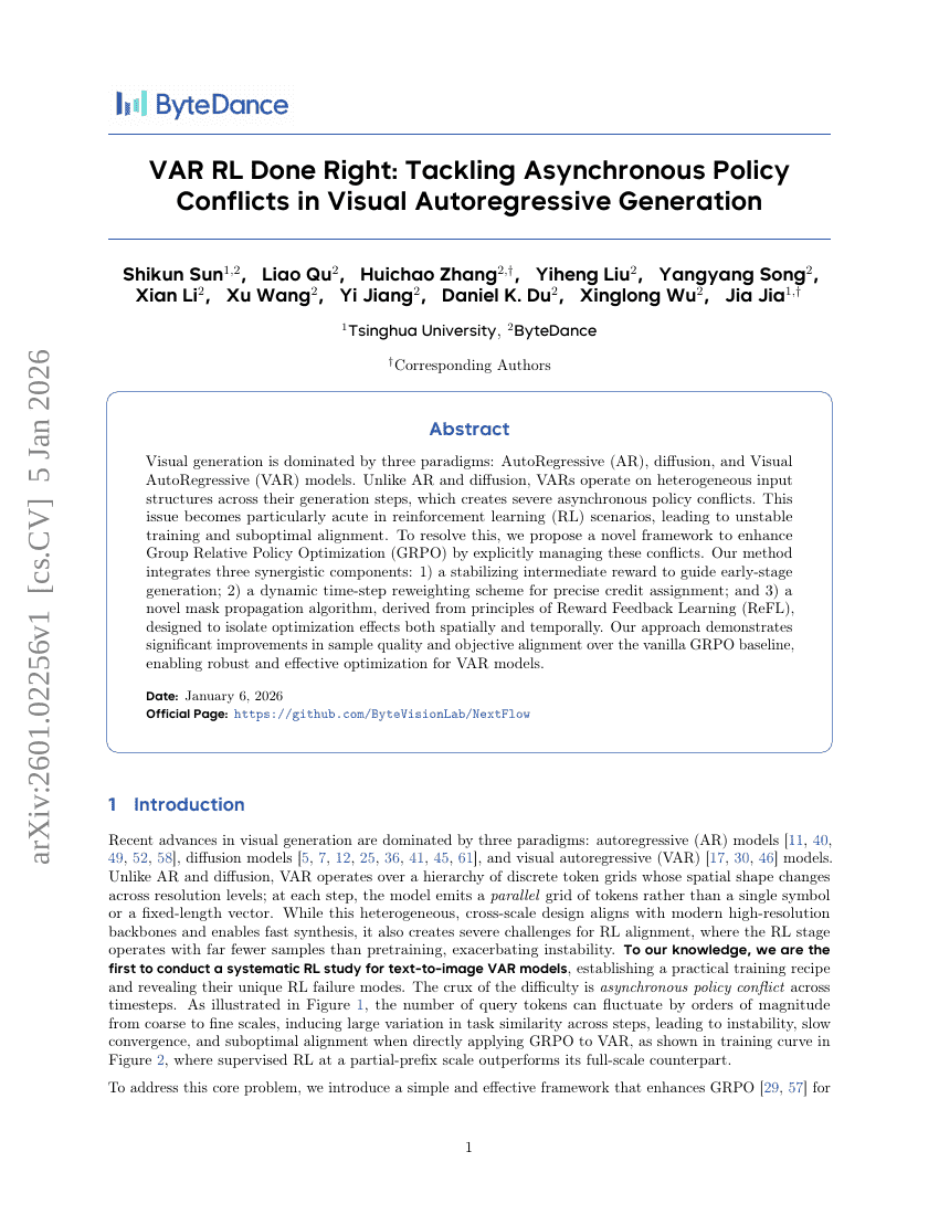 VAR RL Done Right: Tackling Asynchronous Policy Conflicts in Visual Autoregressive Generation