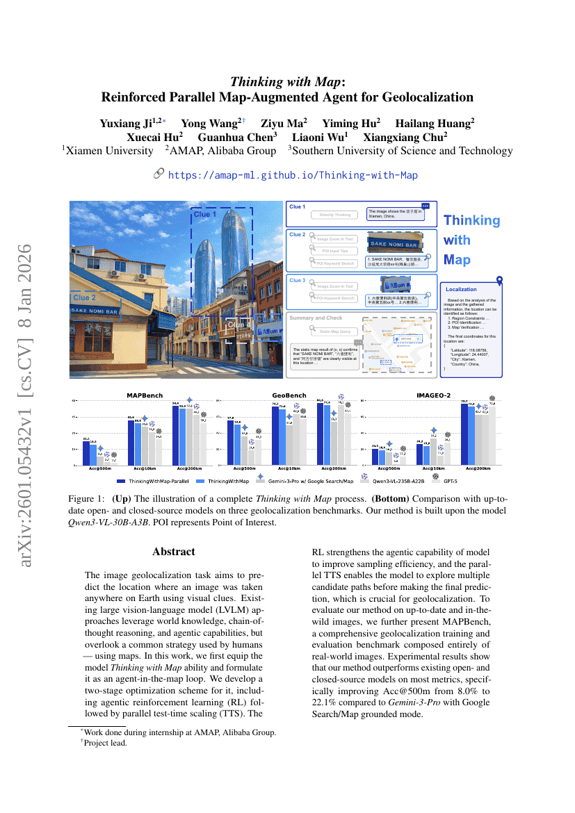 Thinking with Map: Reinforced Parallel Map-Augmented Agent for Geolocalization