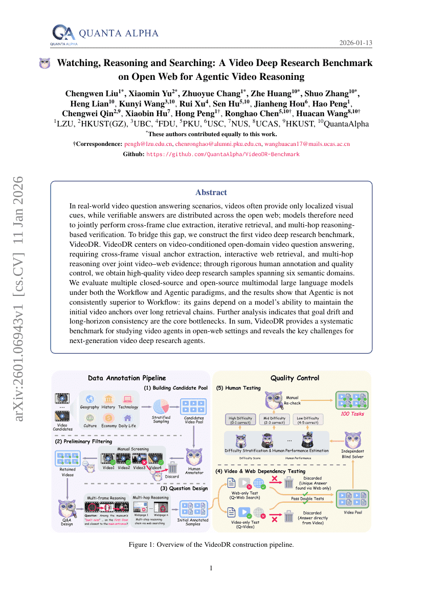 观看、推理与搜索：面向智能体视频推理的开放网络视频深度研究基准