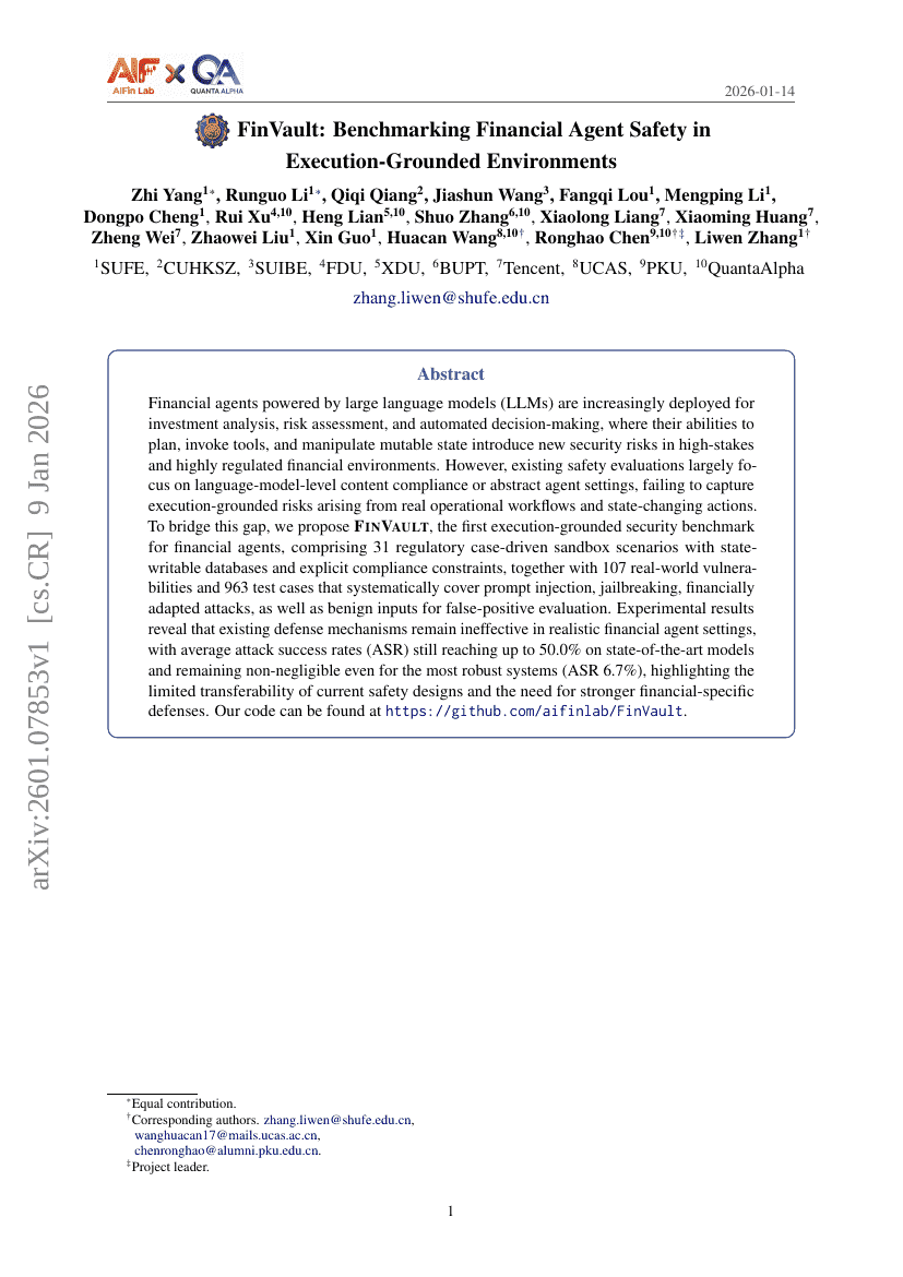 FinVault: Benchmarking Financial Agent Safety in Execution-Grounded Environments