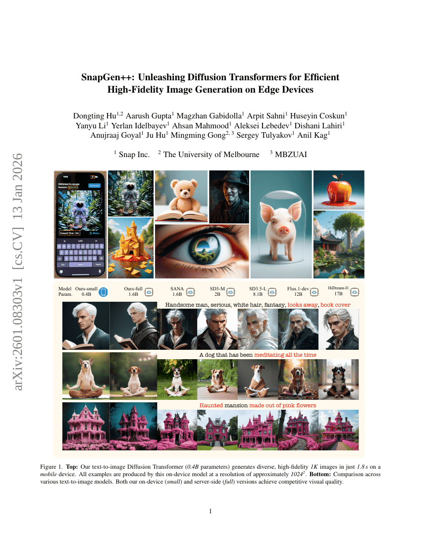 SnapGen++: Freisetzen von Diffusion Transformers für effiziente, hochfidele Bildgenerierung auf Edge-Geräten