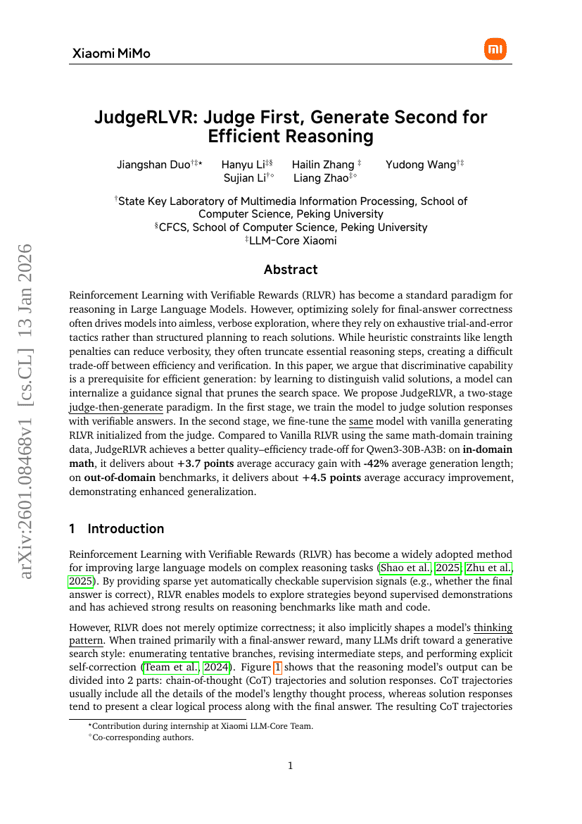 JudgeRLVR: Zuerst bewerten, dann generieren für effiziente Inferenz