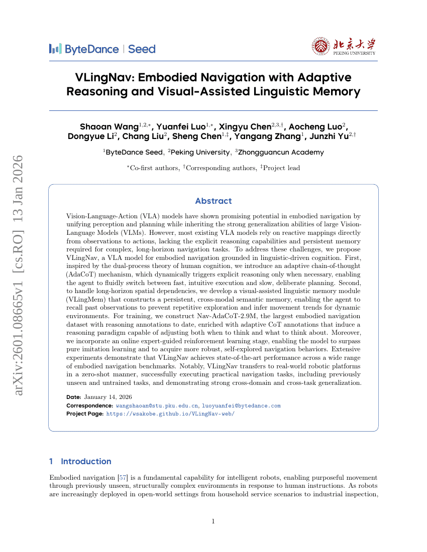 VLingNav : Navigation incarnée avec raisonnement adaptatif et mémoire linguistique assistée par l’image
