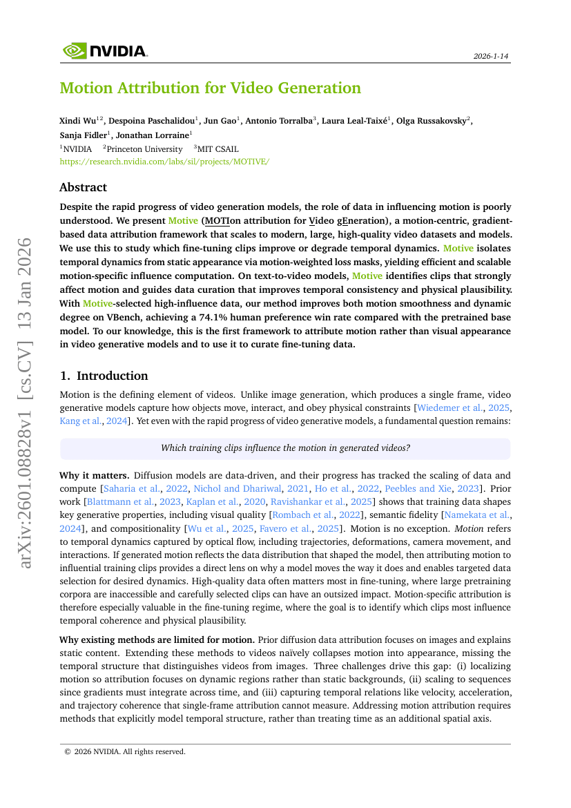 Attribution du mouvement pour la génération vidéo
