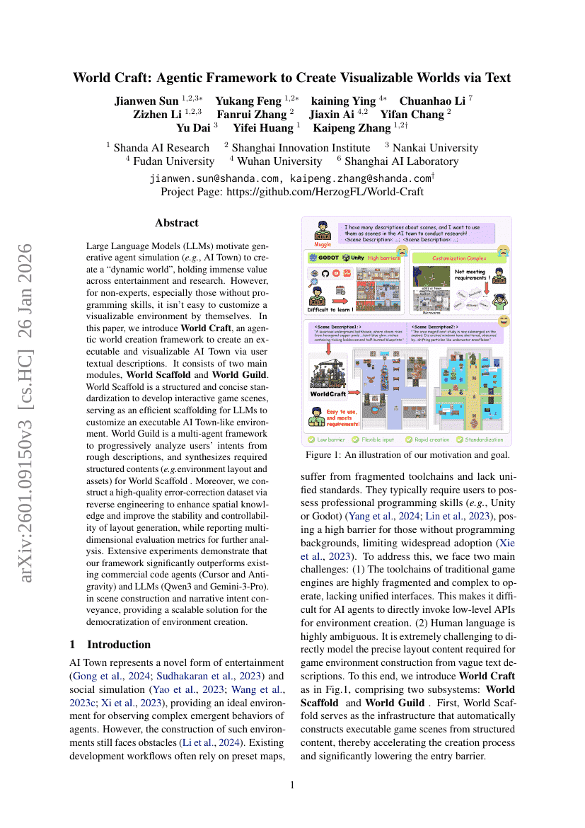 World Craft: Agenter Rahmenwerk zur Erstellung von visualisierbaren Welten über Text