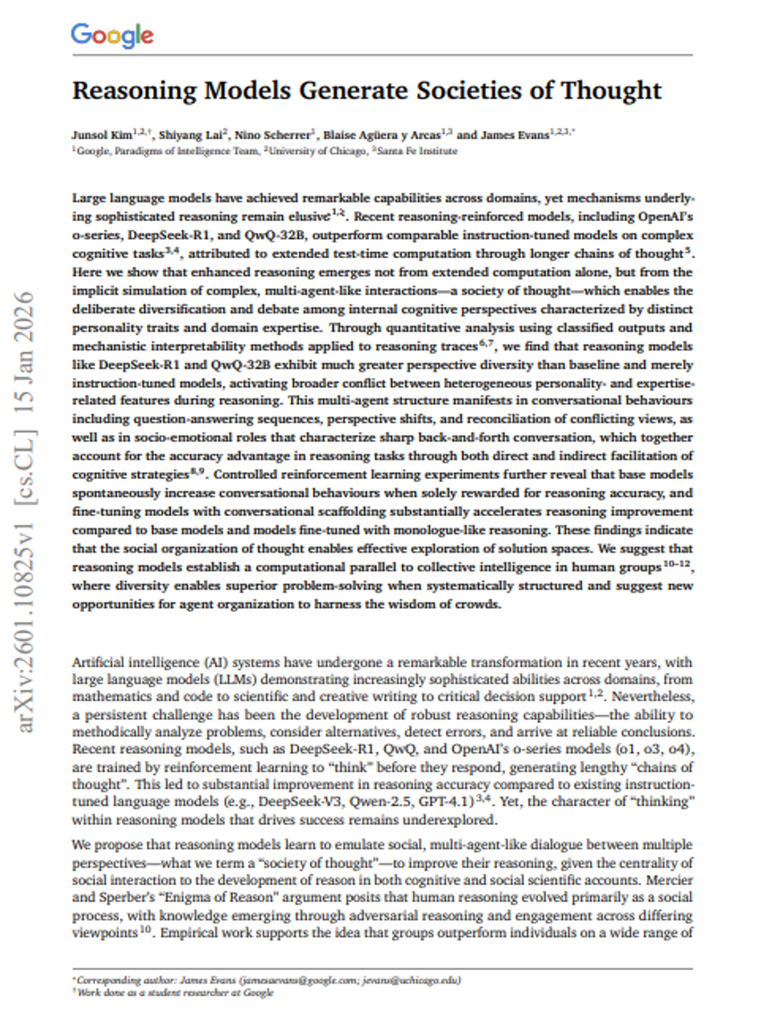 تنشئ نماذج الاستدلال مجتمعات من التفكير