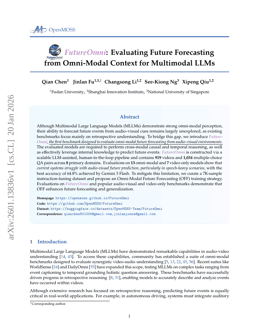 FutureOmni: Evaluating Future Forecasting from Omni-Modal Context for Multimodal LLMs