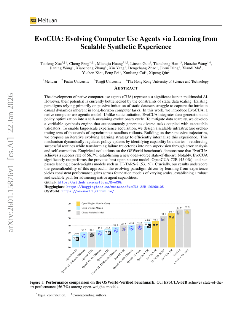 EvoCUA: Evolving Computer Use Agents durch Lernen aus skalierbaren synthetischen Erfahrungen