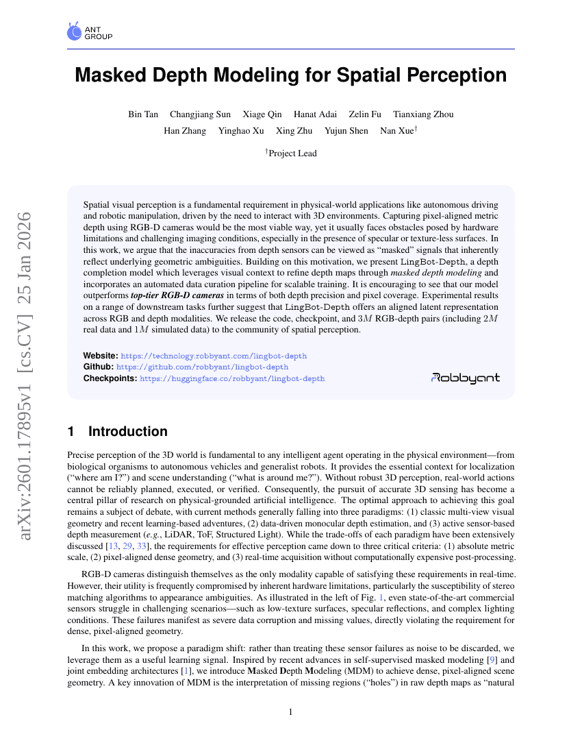 Masked Depth Modeling für räumliches Wahrnehmen