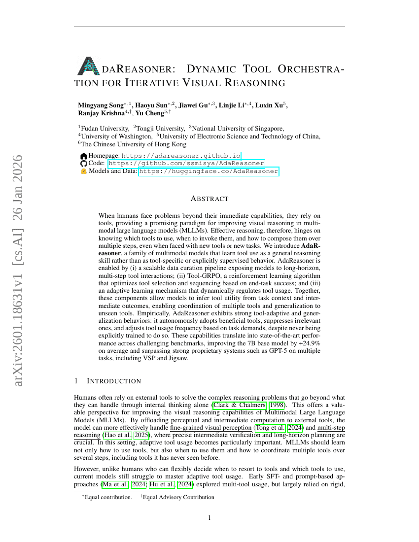 AdaReasoner: Dynamische Tool-Orchestrierung für iterative visuelle Reasoning