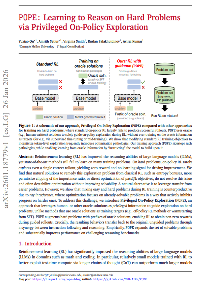 POPE：通过特权在策略探索学习在难题上进行推理