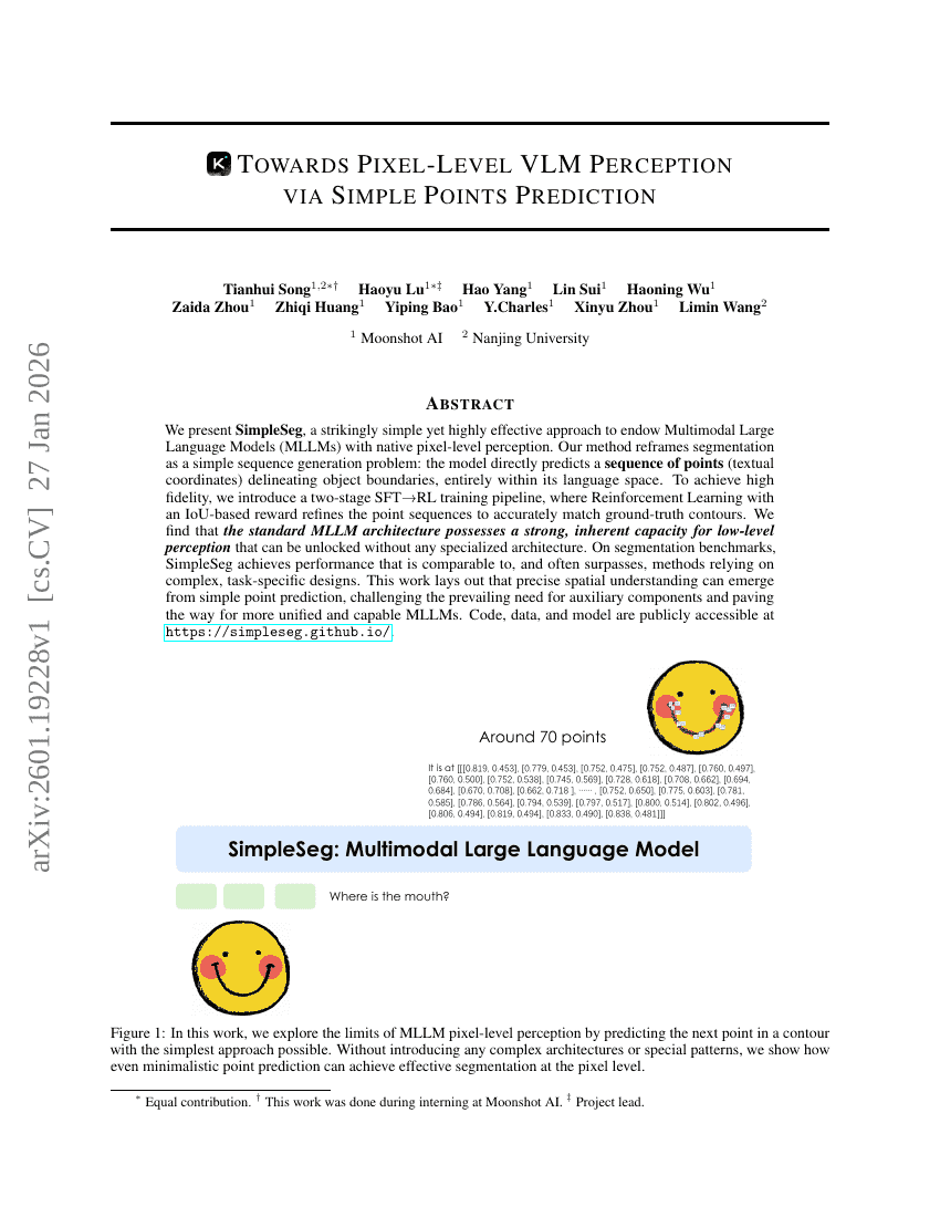 ピクセルレベルのVLM Perception を実現するためのシンプルなポイント予測