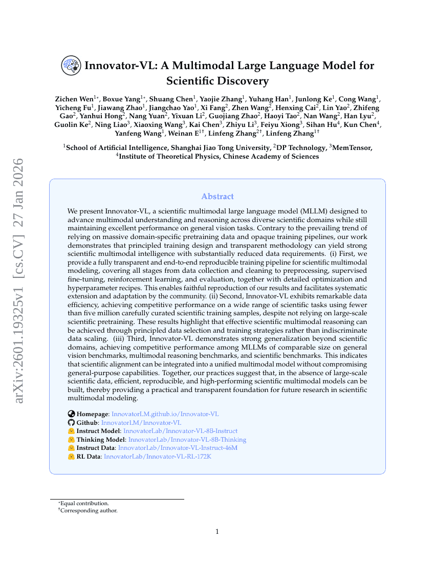 Innovator-VL：科学発見を目的としたマルチモーダル大規模言語モデル
