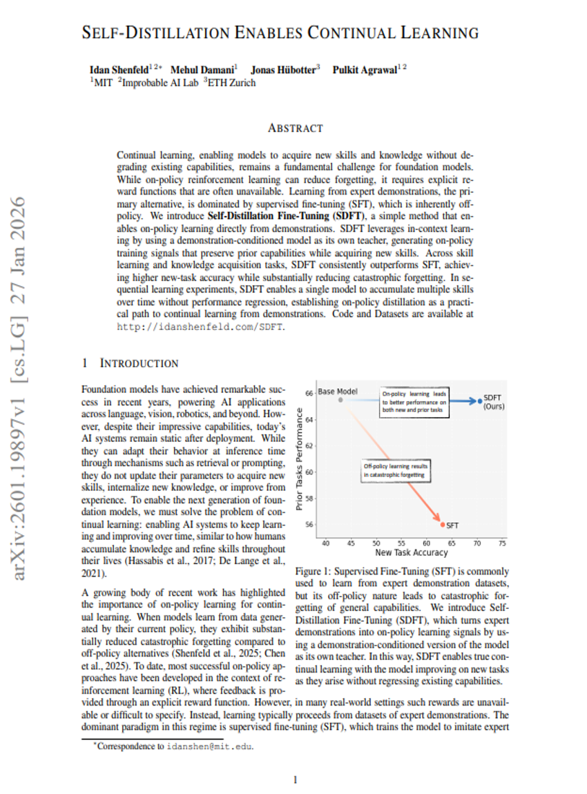 Self-Distillation Enables Continual Learning