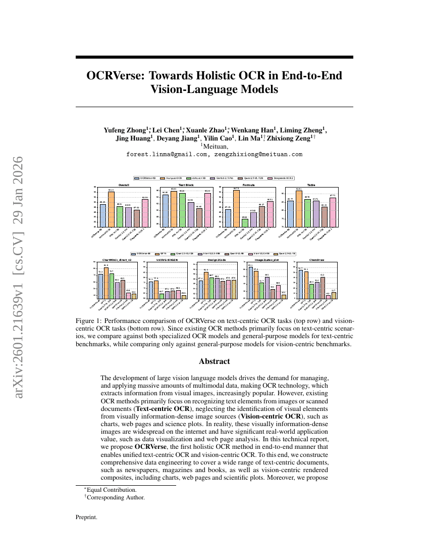 OCRVerse: Towards Holistic OCR in End-to-End Vision-Language Models