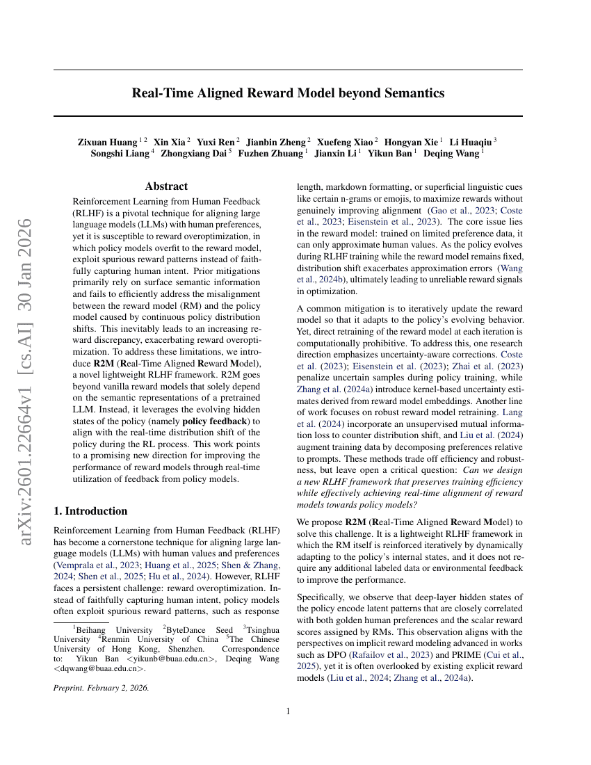 Real-Time Aligned Reward Model beyond Semantics