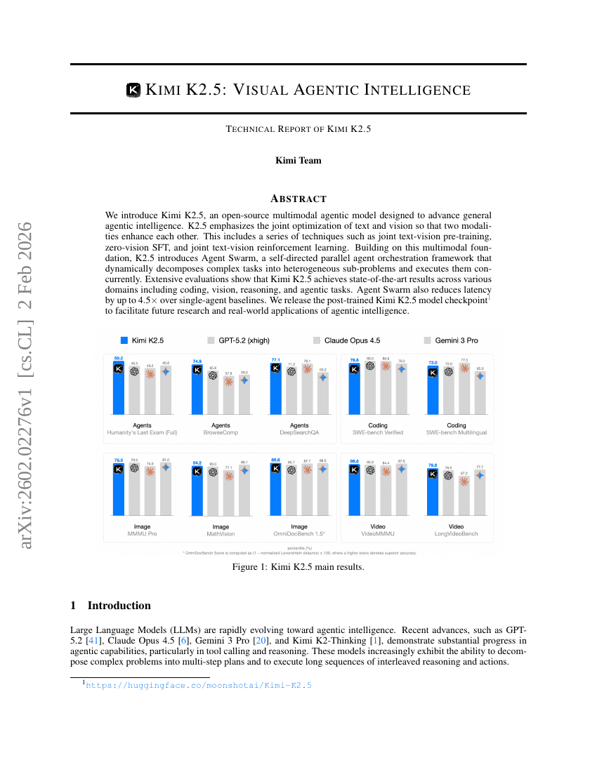 Kimi K2.5: Visual Agentic Intelligence