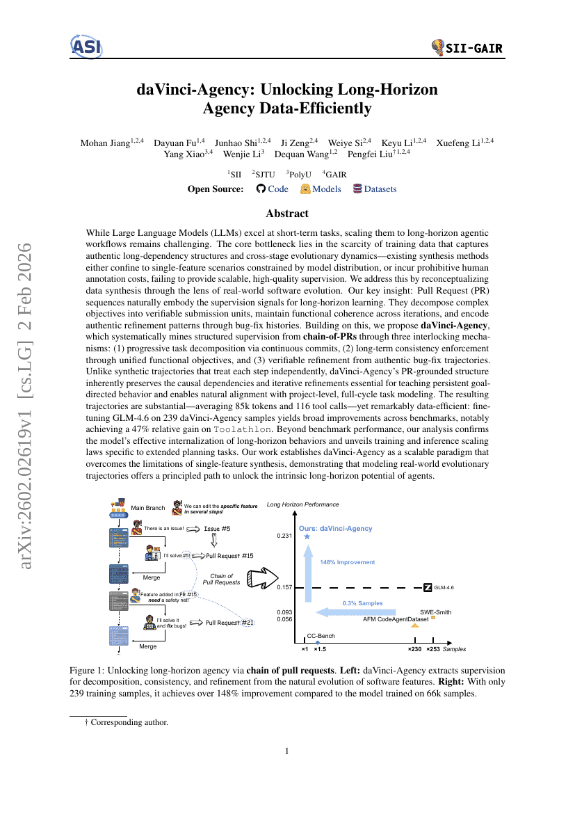 daVinci-Agency：高效解锁长周期代理数据