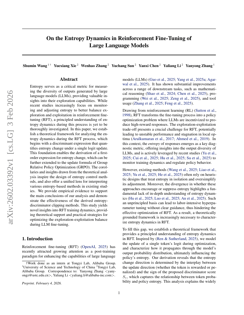 Zur Entropiedynamik bei der Verstärkungsfine-Tuning großer Sprachmodelle