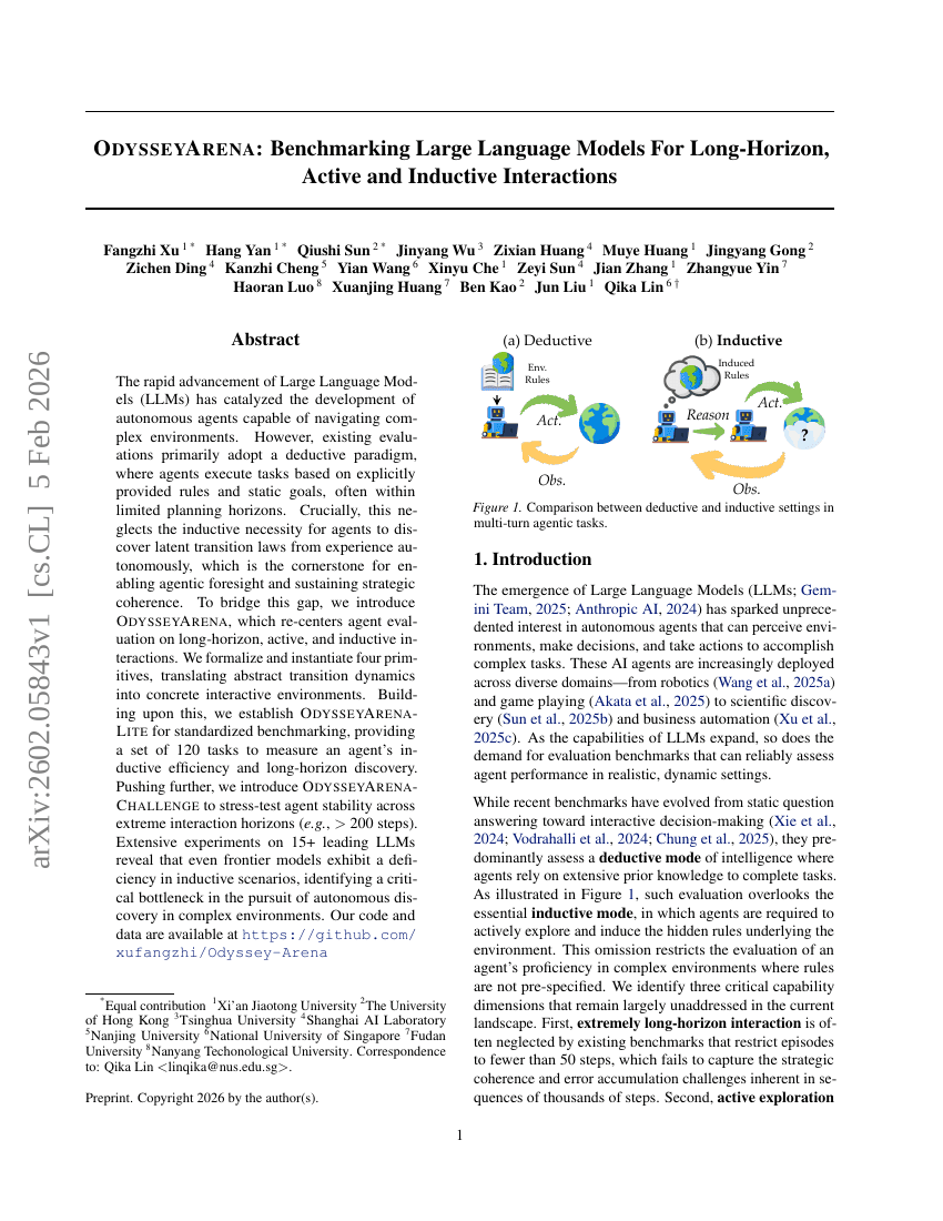 OdysseyArena: Benchmarking von Großsprachmodellen für langfristige, aktive und induktive Interaktionen