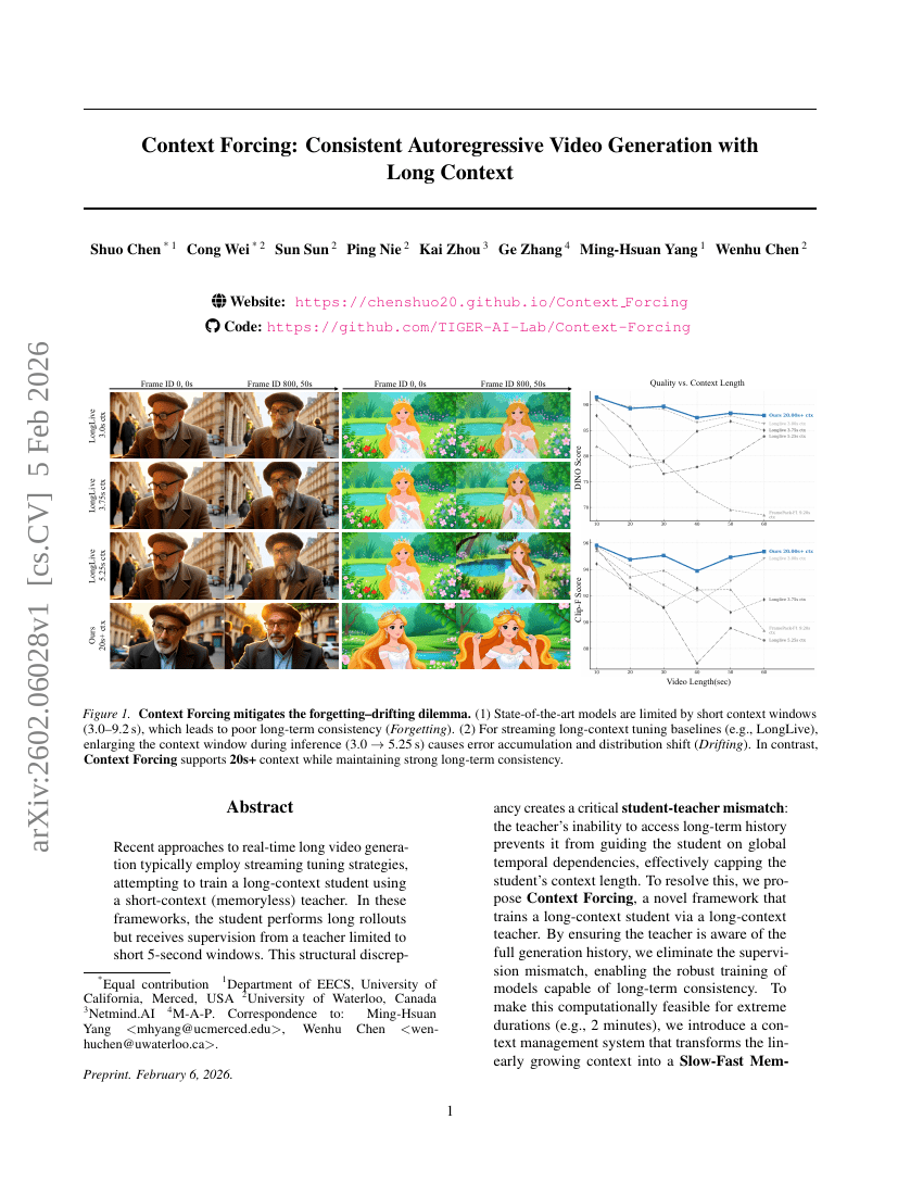 Context Forcing: Consistent Autoregressive Video Generation with Long Context