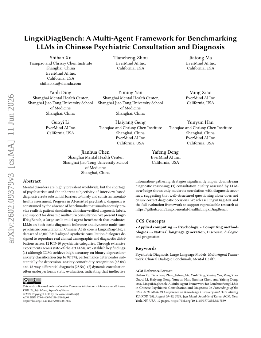 LingxiDiagBench: A Multi-Agent Framework for Benchmarking LLMs in Chinese Psychiatric Consultation and Diagnosis